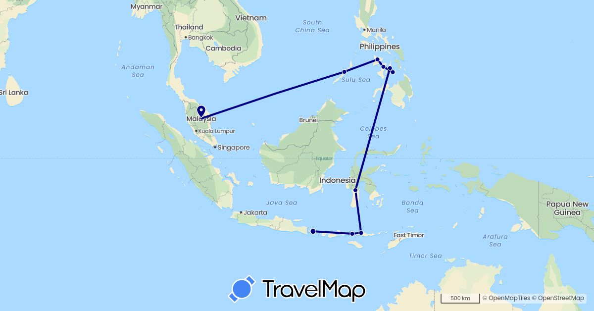 TravelMap itinerary: driving in Indonesia, Malaysia, Philippines (Asia)